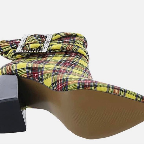 Bling Yellow Plaid Boots, Sz 11 - Picture 3 of 6